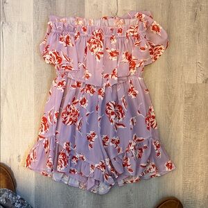 Floral Romper Purple and Red